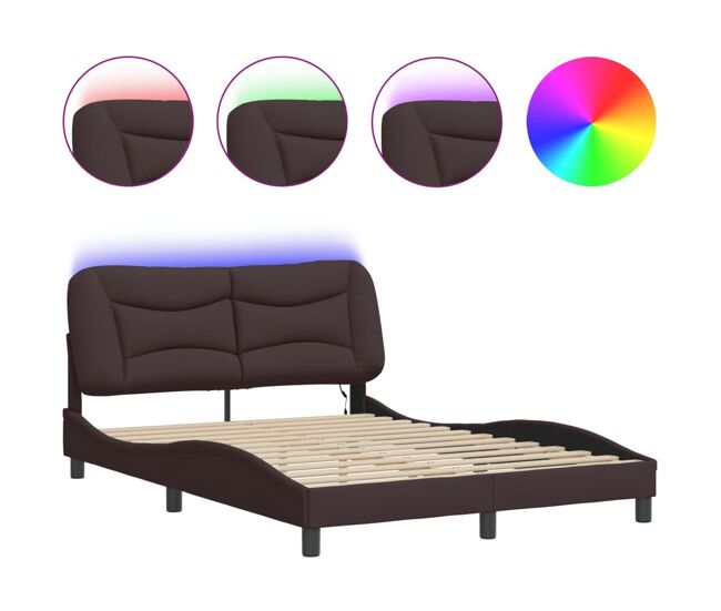 Estrutura de cama de casal moderno com led - 140x200 cm tecido