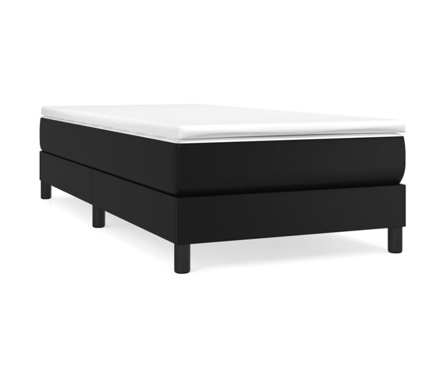 Estrutura de cama de solteiro para adultos com molas 90x190 cm couro artificial preto