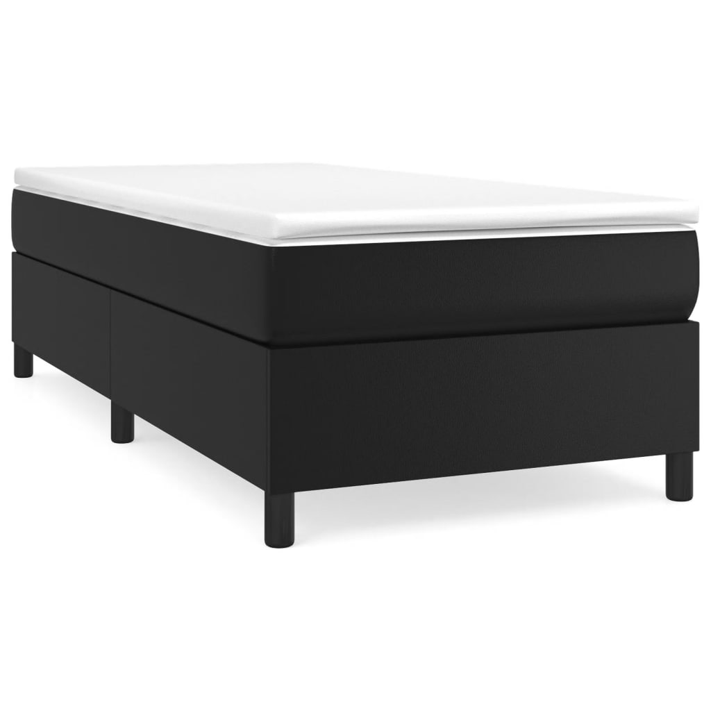 Estrutura de cama de solteiro para adultos com molas 100x200 cm couro artificial preto