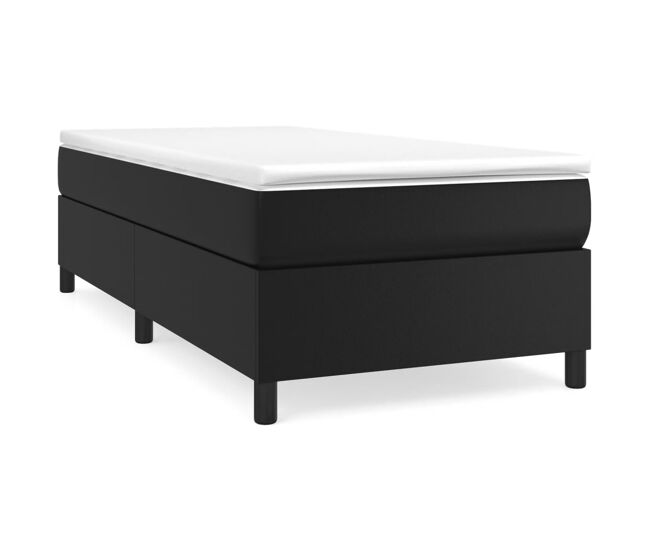 Estrutura de cama de solteiro para adultos com molas 100x200 cm couro artificial preto