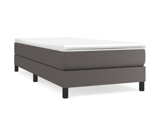 Estrutura de cama de solteiro para adultos com molas 90x200 cm couro artificial cinzento