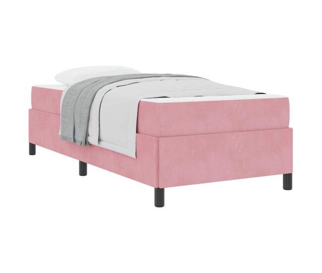 Estrutura de cama de solteiro para adultos com colchão rosa 90 x 200 cm tecido