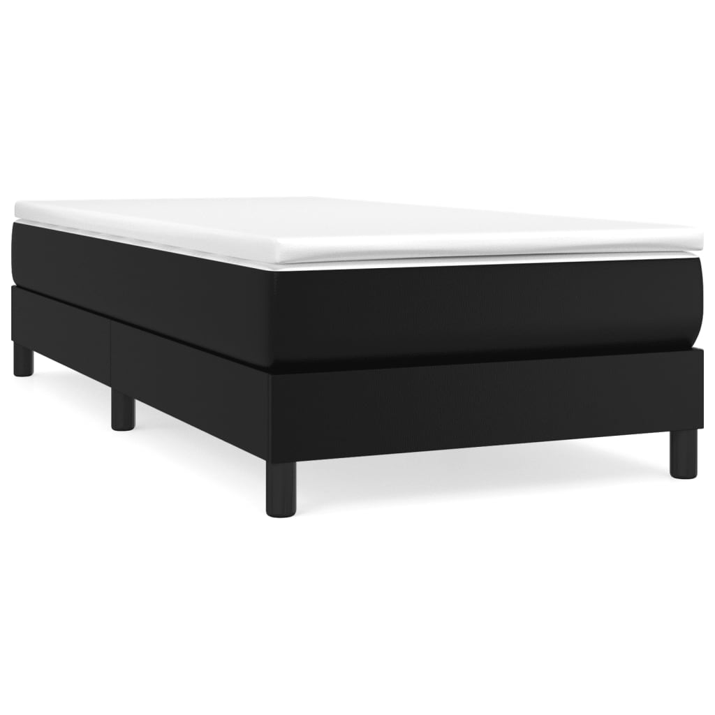 Estrutura de cama de solteiro para adultos com molas 90x200 cm couro artificial preto