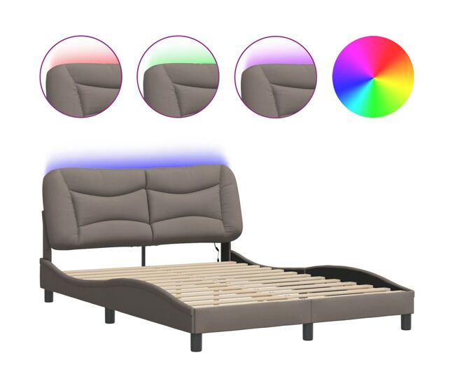 Estrutura de cama de casal moderno com led - 140x200 cm tecido