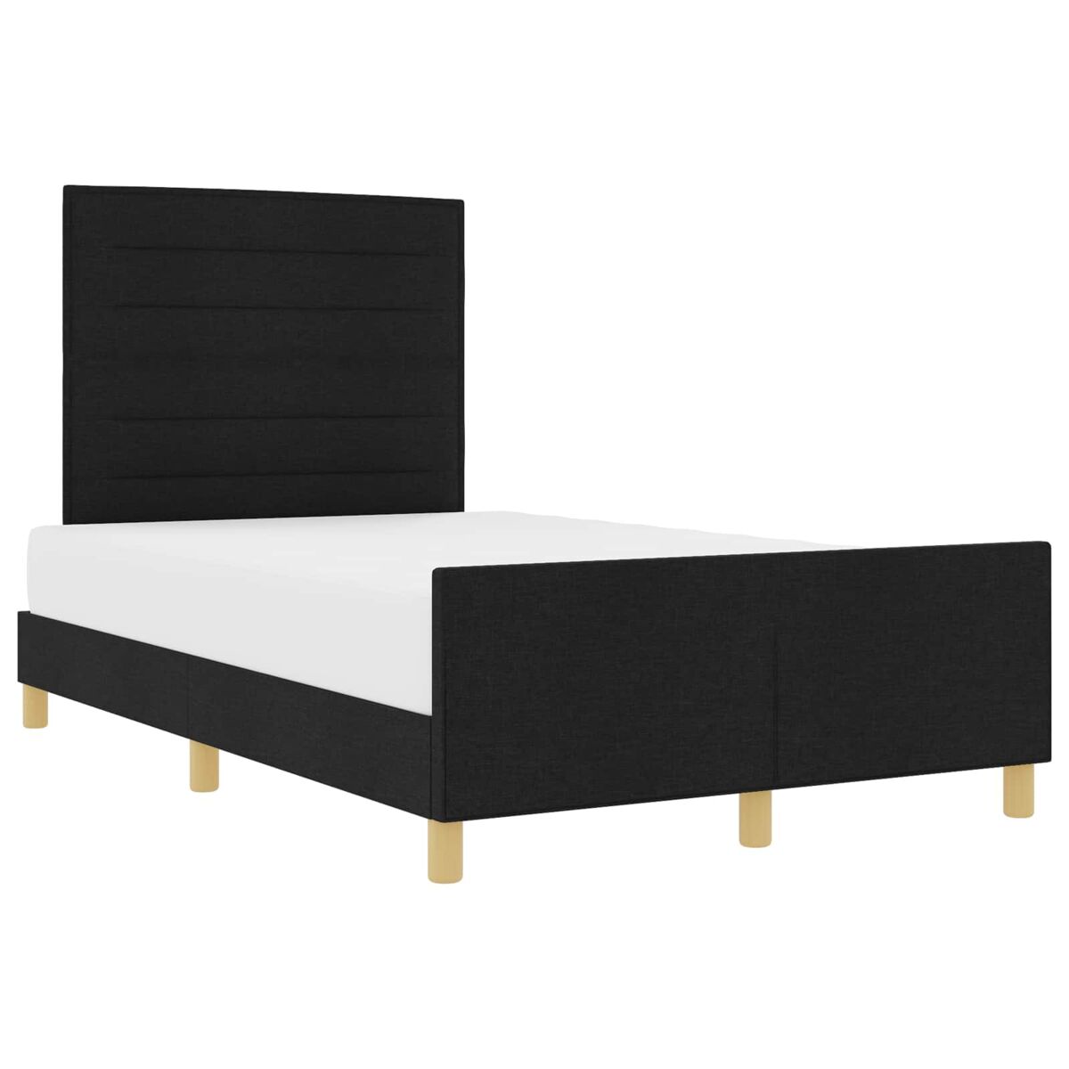 Estrutura de cama de casal com cabeceira - preto 140 x 200 cm tecido