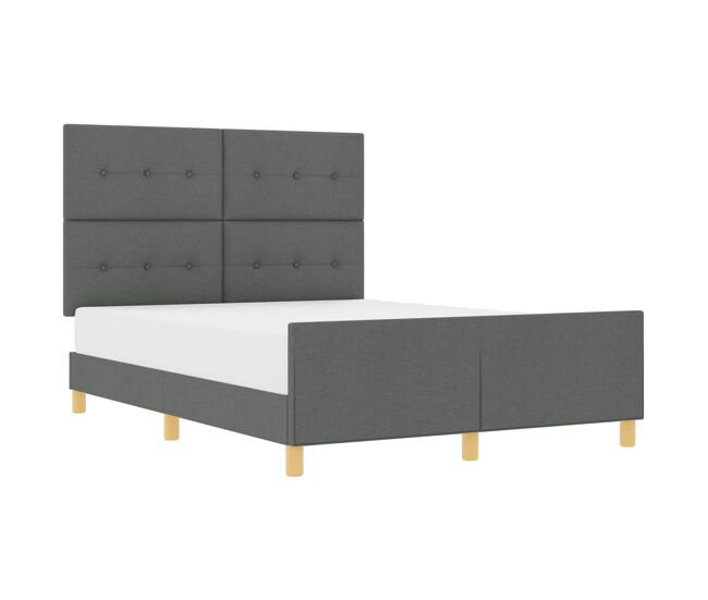 Estrutura de cama de casal moderno - cinzento escuro 140 x 200 cm tecido