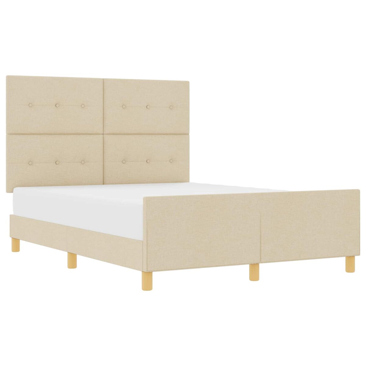 Estrutura da cama de casal simple com cabeceira creme 140 x 200 cm tecido