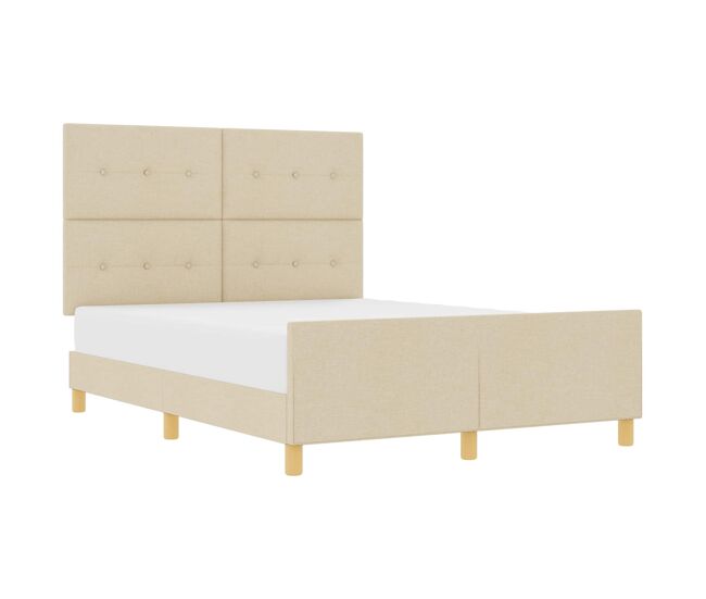 Estrutura da cama de casal simple com cabeceira creme 140 x 200 cm tecido