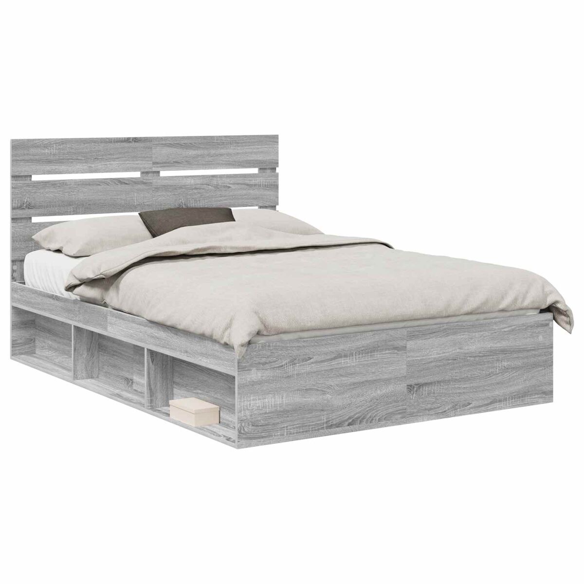 Estrutura da cama de casal simple com cabeceira cinza sonoma 140 x 190 cm