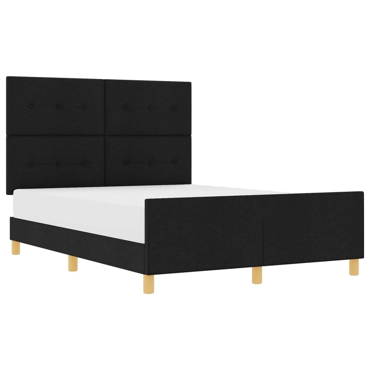 Estrutura de cama de casal com cabeceira - preto 140 x 200 cm tecido