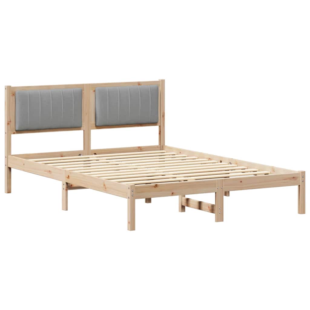 Estrutura de cama de casal moderno com cabeceira estofada cinzento-claro