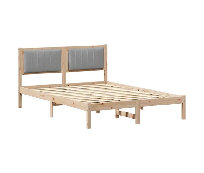 Estrutura de cama de casal moderno com cabeceira estofada cinzento-claro