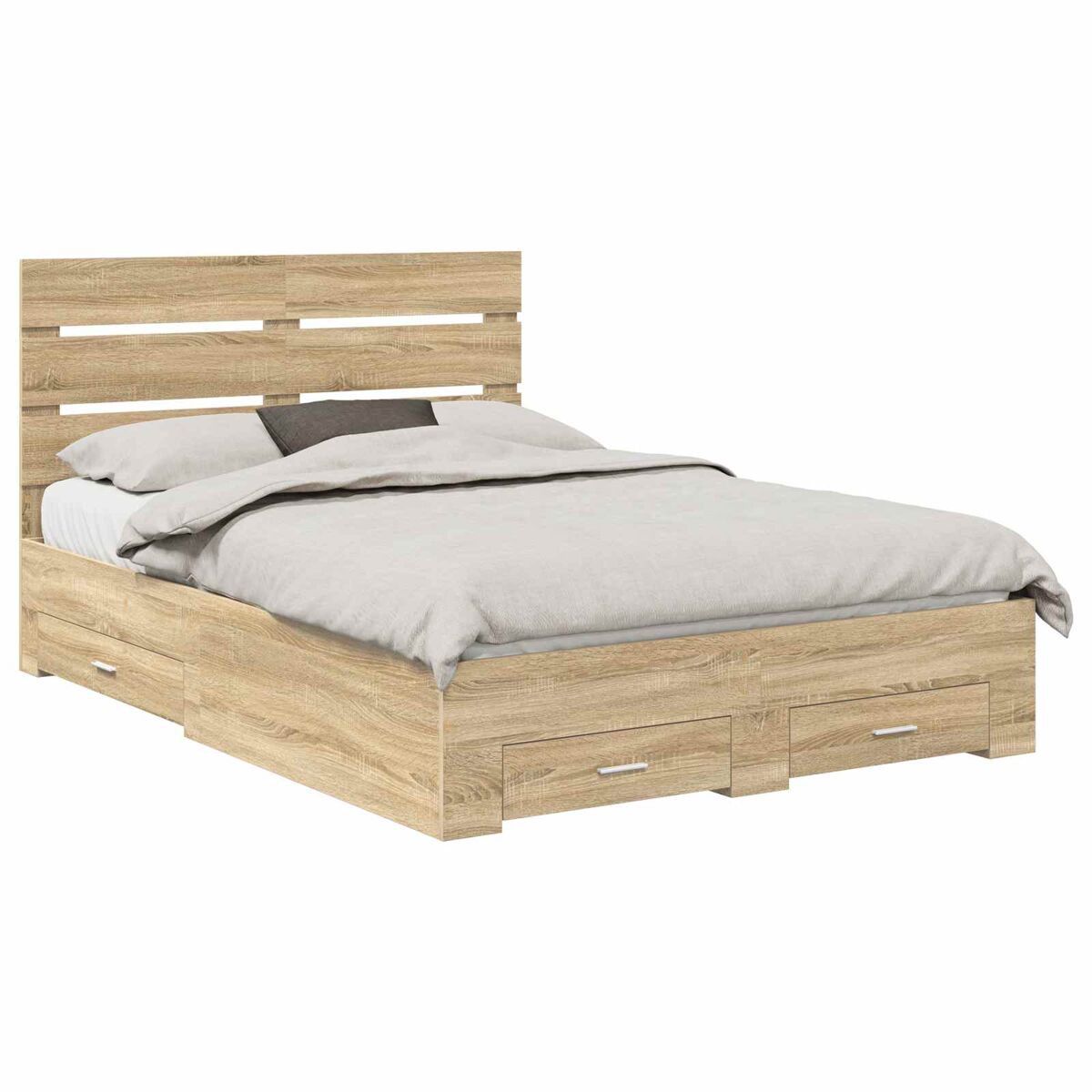 Estrutura da cama de casal moderno com gaveta - carvalho sonoma 140 x 190 cm