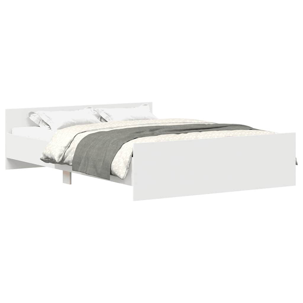 Estrutura de cama de casal moderno para adultos c/ painéis de cabeceira e pés 140x200 cm branco