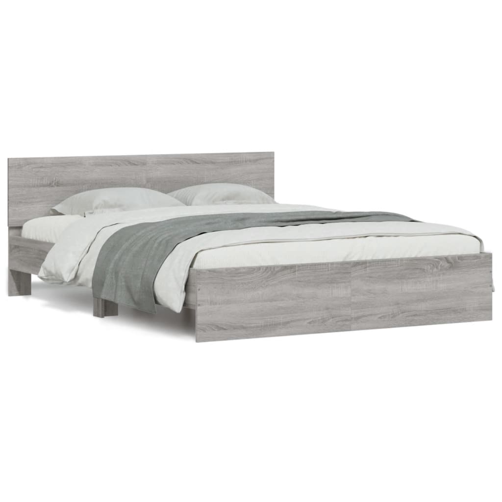 Estrutura de cama de casal moderno com cabeceira 140x200 cm cinzento sonoma