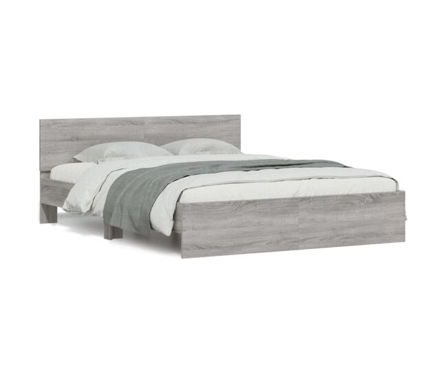 Estrutura de cama de casal moderno com cabeceira 140x200 cm cinzento sonoma