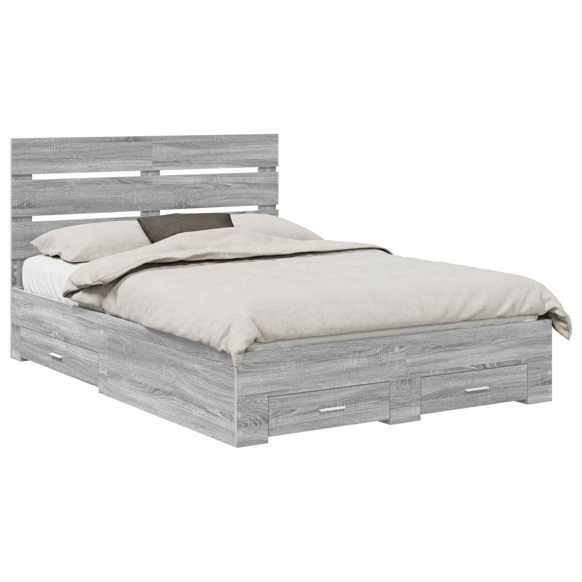 Estrutura da cama de casal moderno - cinza sonoma 140 x 190 cm madeira processada