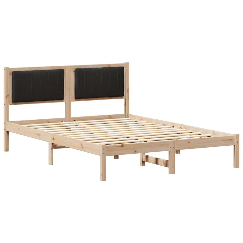 Estrutura de cama de casal moderno com cabeceira estofada preto 135 x 190 cm