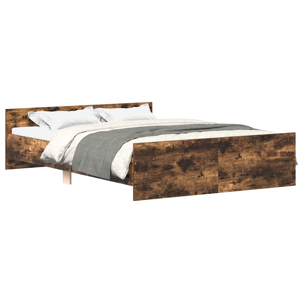 Estrutura cama de casal para adultos c/ cabeceira/apoio pés 140x200cm carvalho fumado
