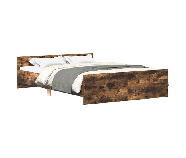 Estrutura cama de casal para adultos c/ cabeceira/apoio pés 140x200cm carvalho fumado