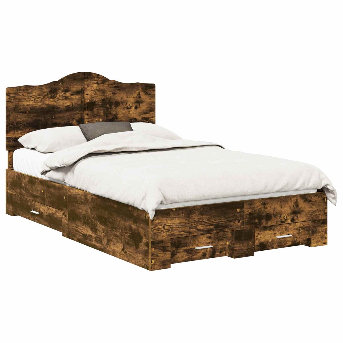 Estrutura de cama de casal com cabeceira - carvalho defumado 135 x 190 cm