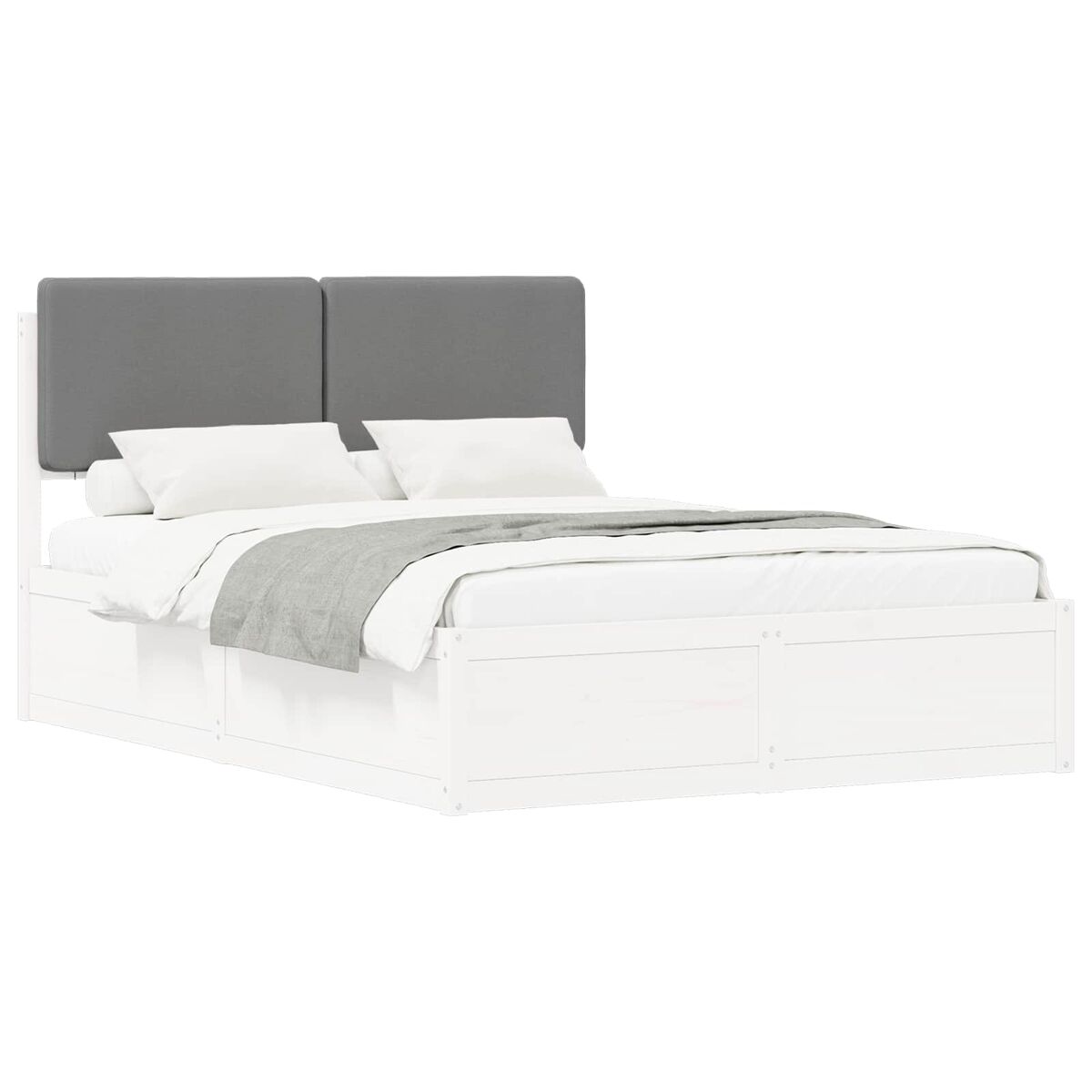 Estrutura de cama de casal moderno com cabeceira estofada cinzento-claro