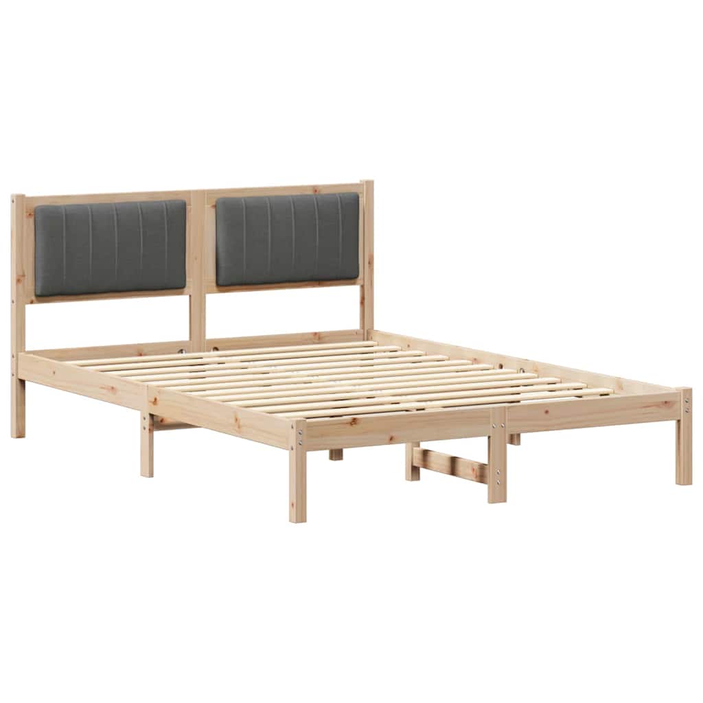 Estrutura de cama de casal moderno com cabeceira estofada cinza escuro