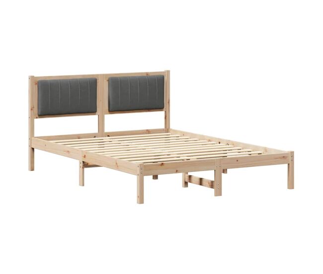 Estrutura de cama de casal moderno com cabeceira estofada cinza escuro
