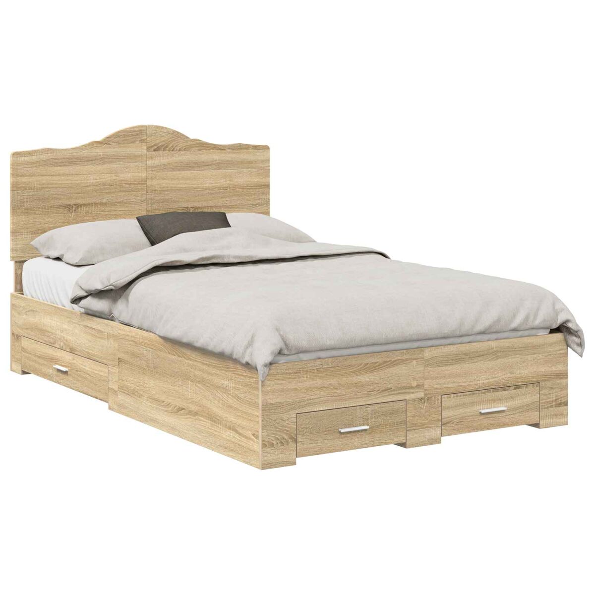 Estrutura da cama de casal moderno com cabeceira carvalho sonoma 135 x 190 cm