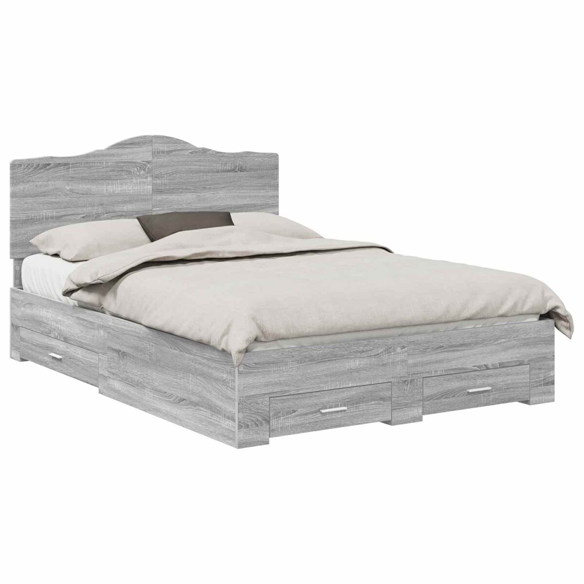 Estrutura de cama de casal moderno - cinza sonoma 140 x 190 cm madeira processada