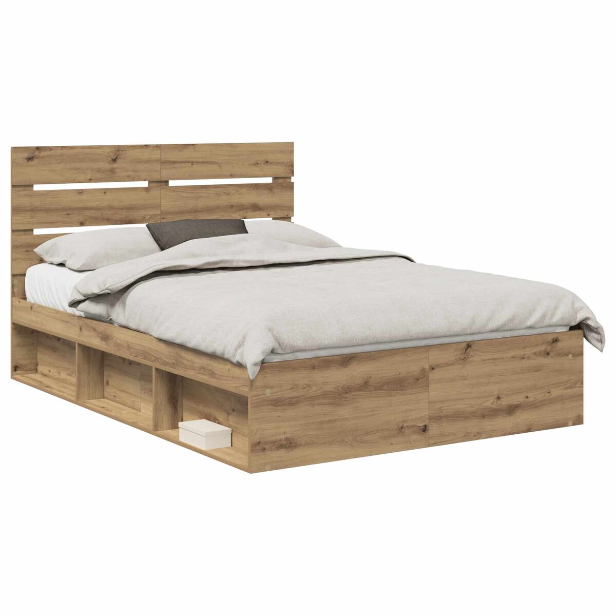 Estrutura de cama de casal moderno com cabeceira - carvalho artesanal 140 x 190 cm