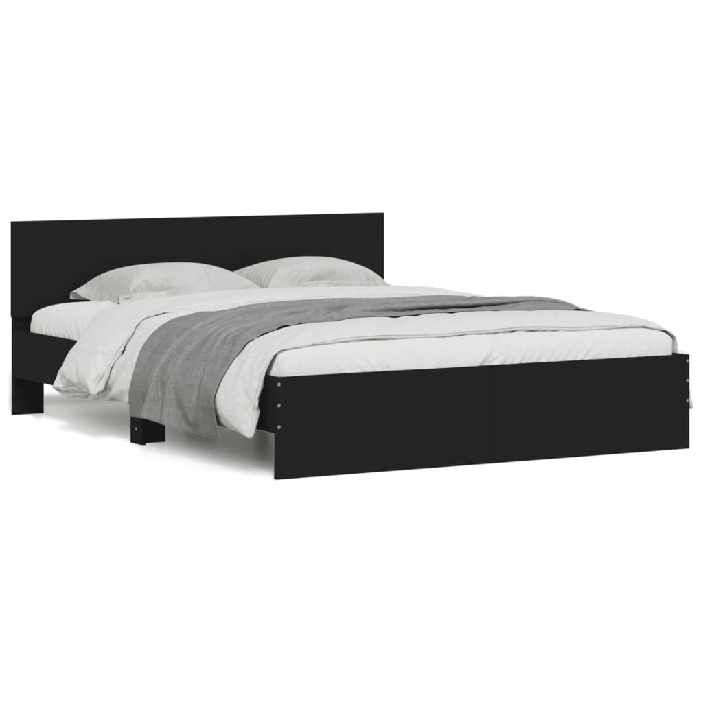 Estrutura de cama de casal para adultos com cabeceira 140x190 cm preto