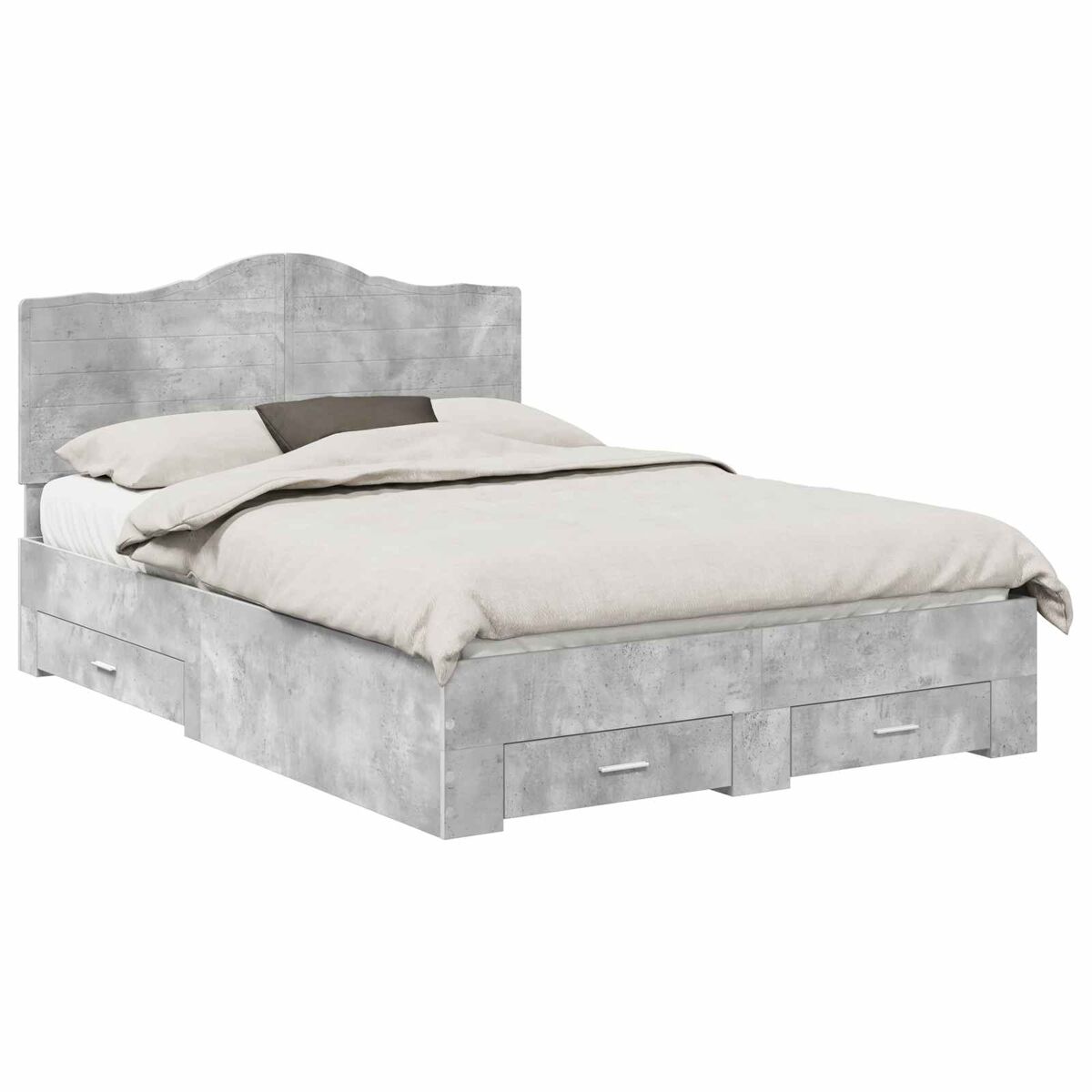 Estrutura de cama de casal moderno - cinzento 140 x 190 cm madeira processada
