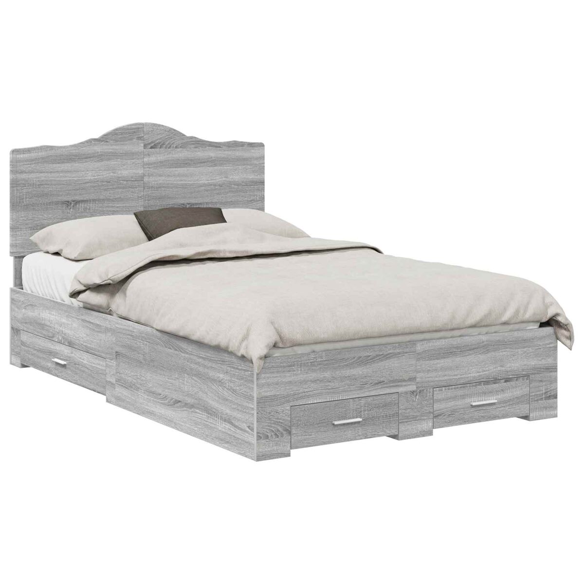 Estrutura de cama de casal moderno - cinza sonoma 135 x 190 cm madeira processada