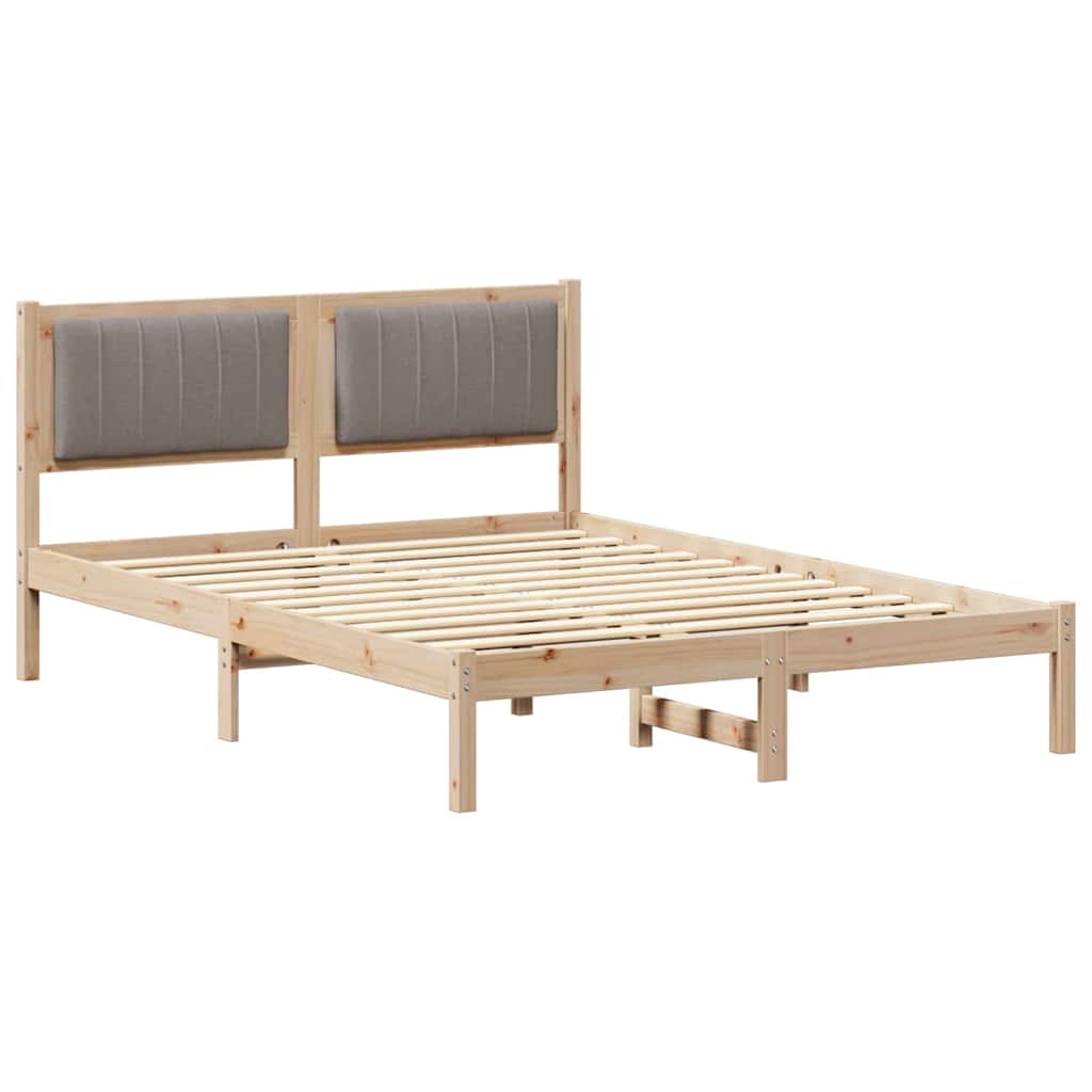 Estrutura de cama de casal moderno com cabeceira estofada cinzento-acastanhado