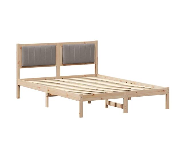 Estrutura de cama de casal moderno com cabeceira estofada cinzento-acastanhado