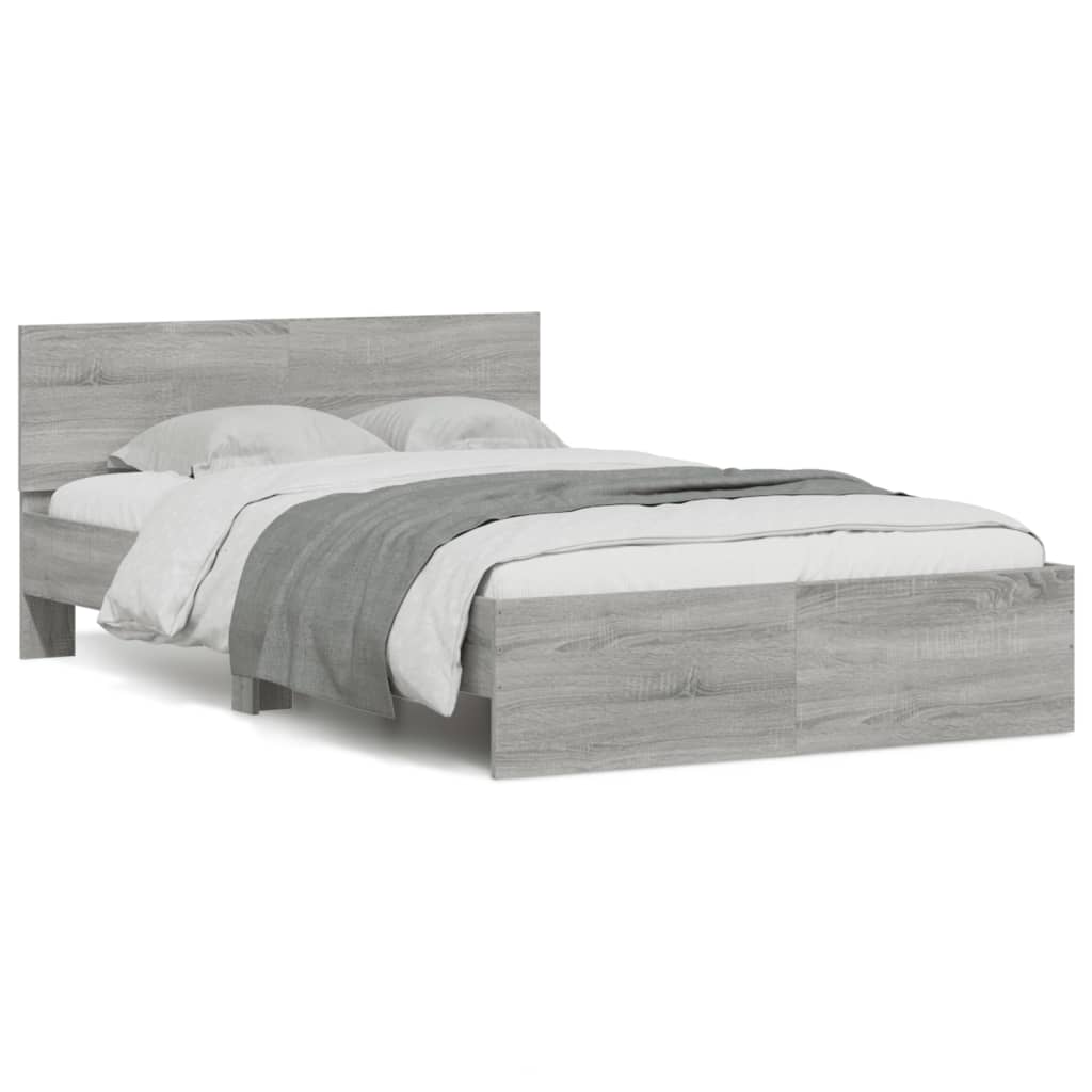 Estrutura de cama de casal moderno com cabeceira 135x190 cm cinzento sonoma