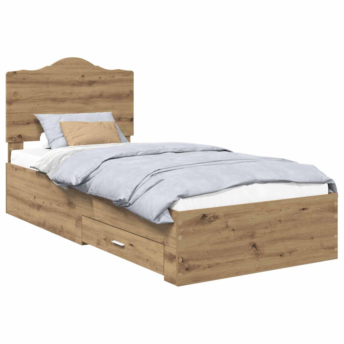 Estrutura de cama de solteiro moderno com cabeceira - carvalho artesanal 90 x 190 cm