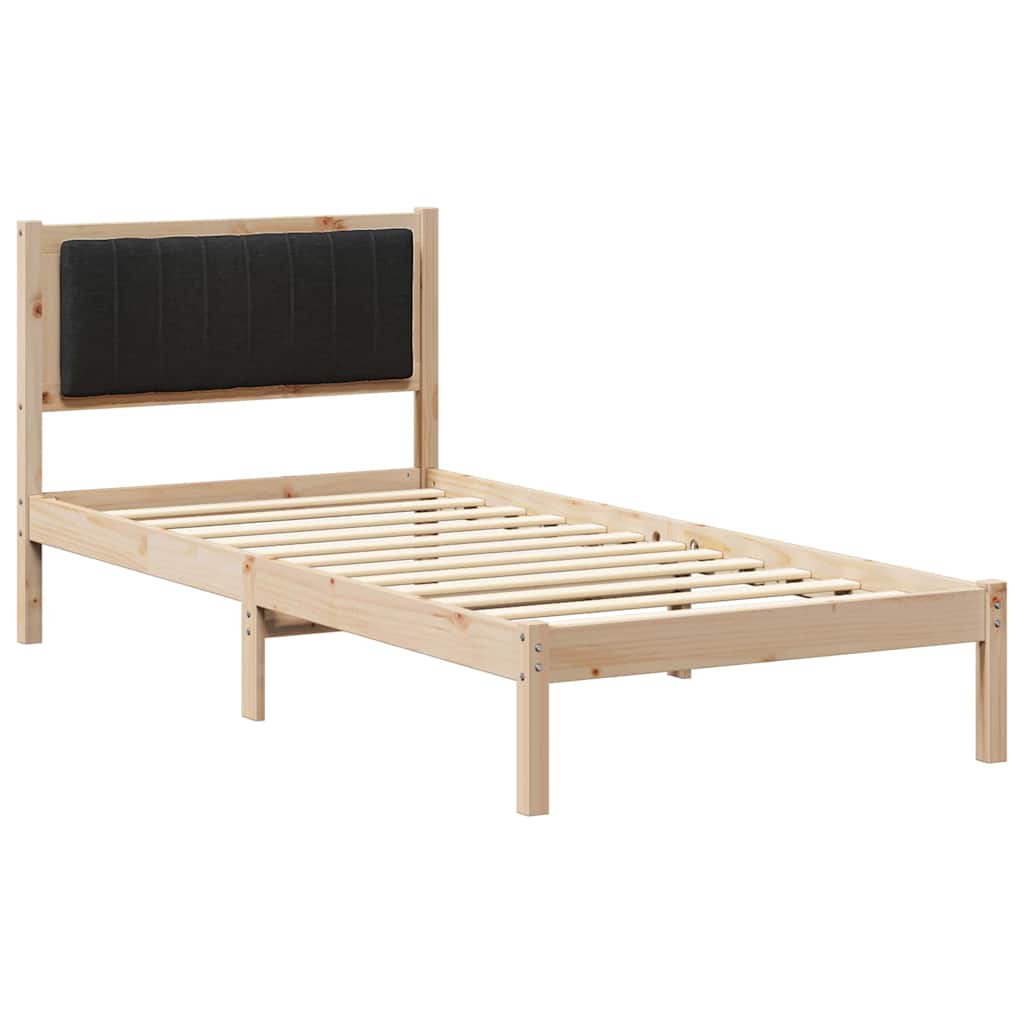 Estrutura de cama de solteiro para adultos com cabeceira estofada preto 90 x 200 cm