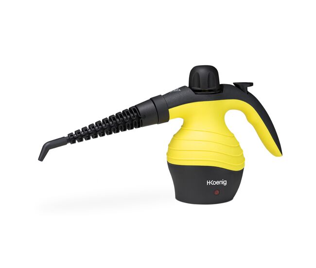 H.koenig nv60 limpador a vapor portátil de mão, compacto e ergonómico, válvula de segurança, 6 acessórios multiusos para casa, cozinha, banheiro e