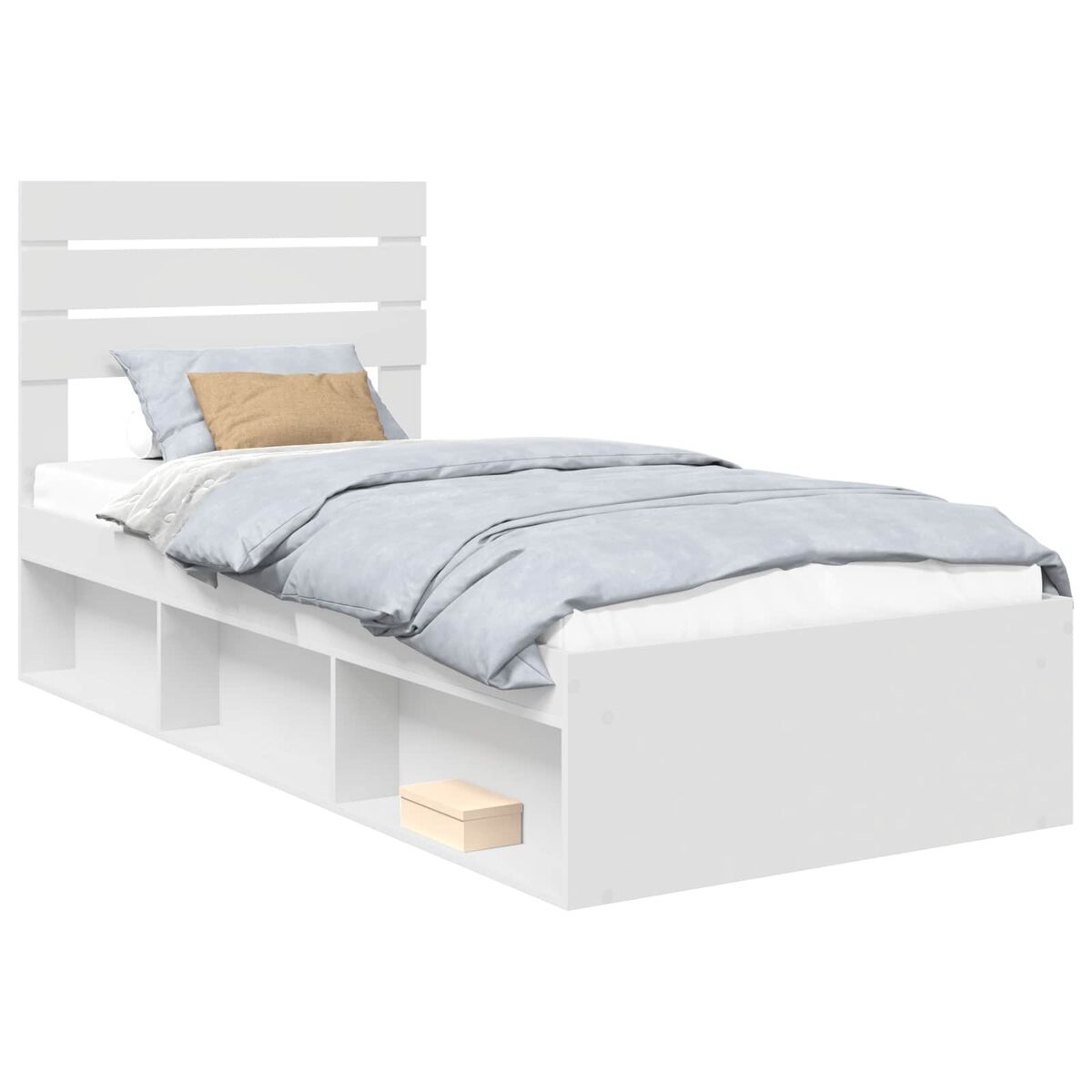 Estrutura de cama de solteiro para adultos com cabeceira - branco 100 x 200 cm