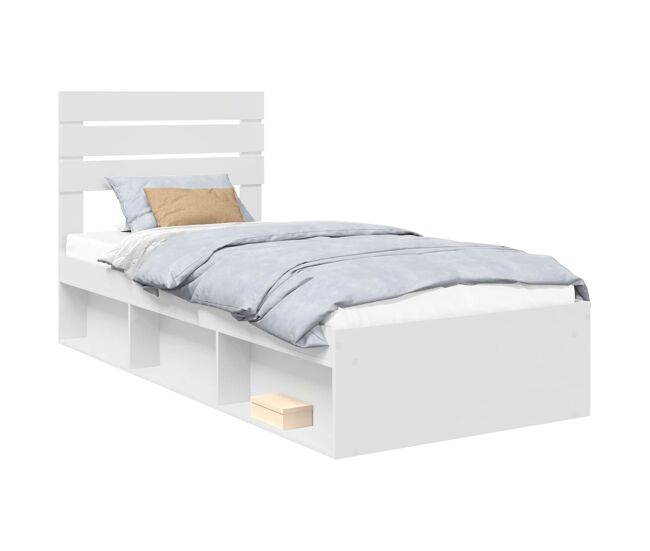 Estrutura de cama de solteiro para adultos com cabeceira - branco 100 x 200 cm