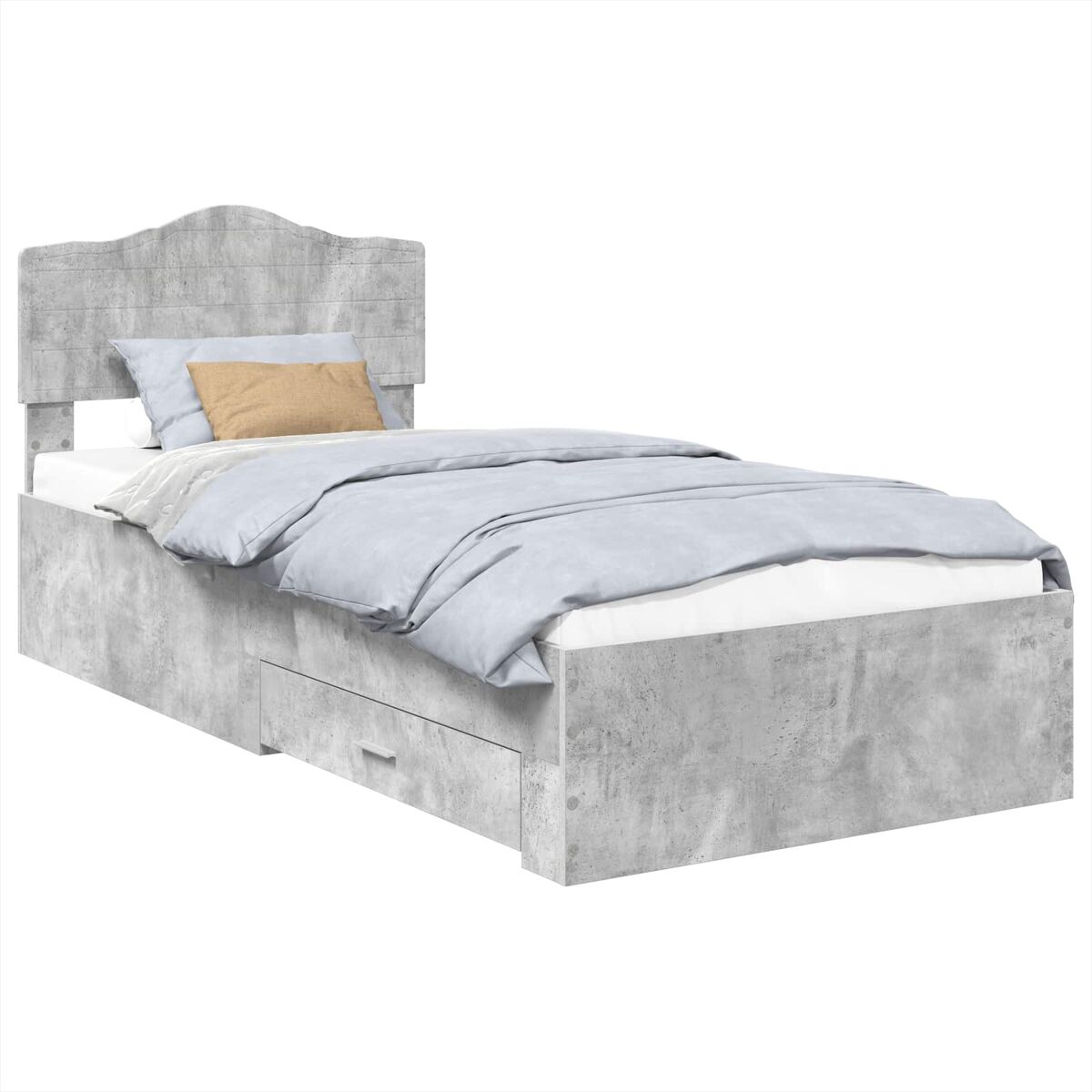 Estrutura de cama de solteiro para adultos cinzento 90 x 200 cm madeira processada