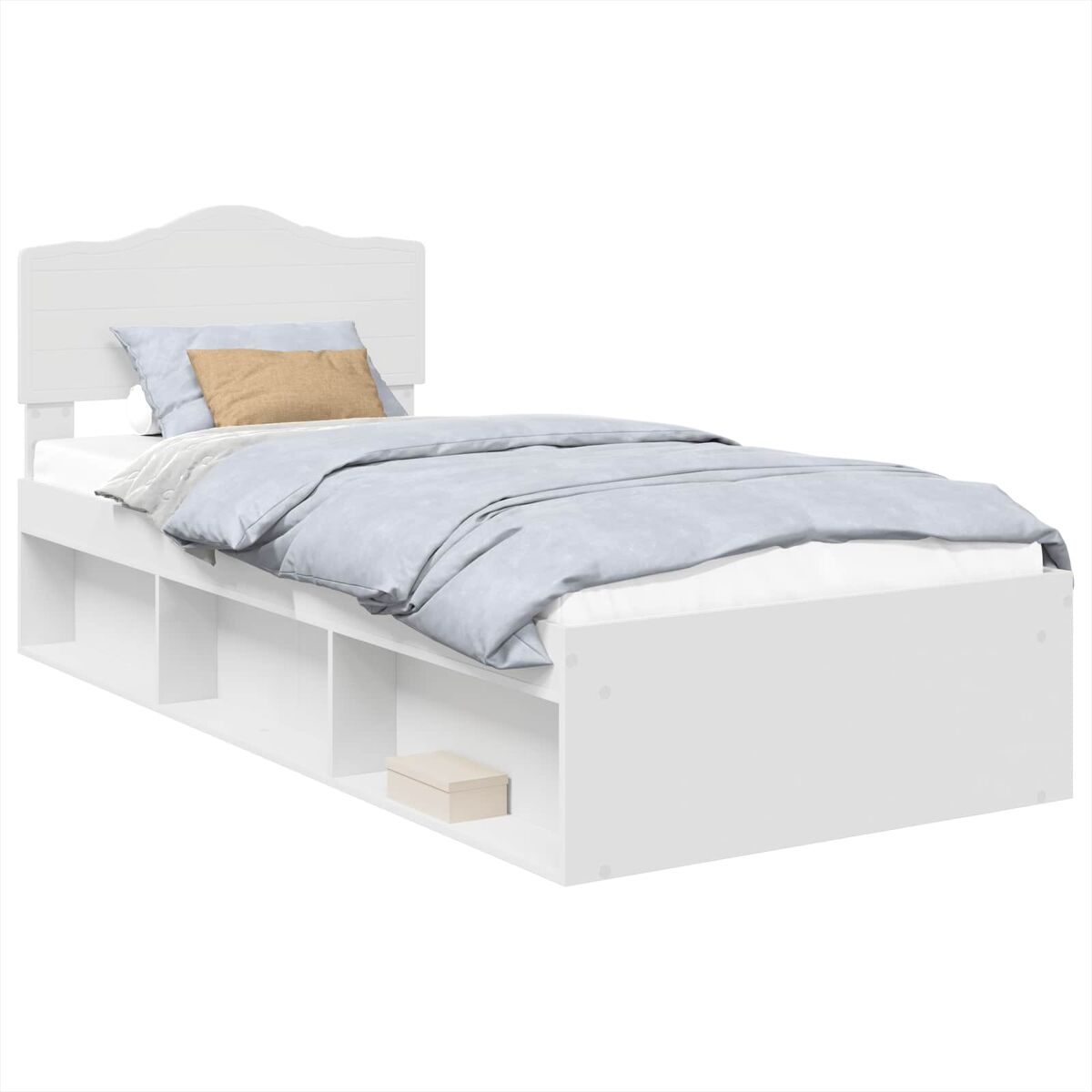 Estrutura de cama de solteiro para adultos - branco 75 x 190 cm madeira de pinheiro sólida