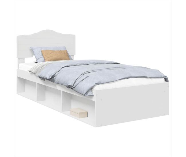 Estrutura de cama de solteiro para adultos - branco 75 x 190 cm madeira de pinheiro sólida