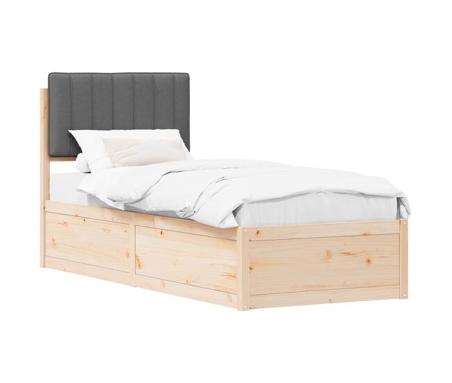 Estrutura de cama de solteiro para adultos com cabeceira estofada cinza escuro