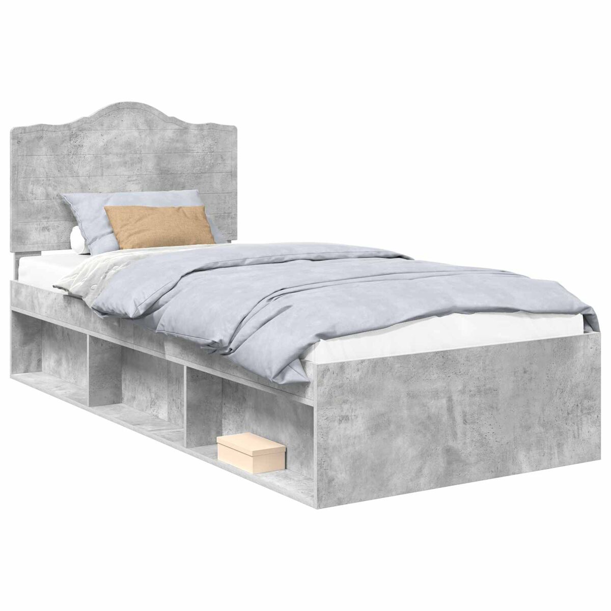 Estrutura de cama de solteiro para adultos com cabeceira concreto 90 x 200 cm