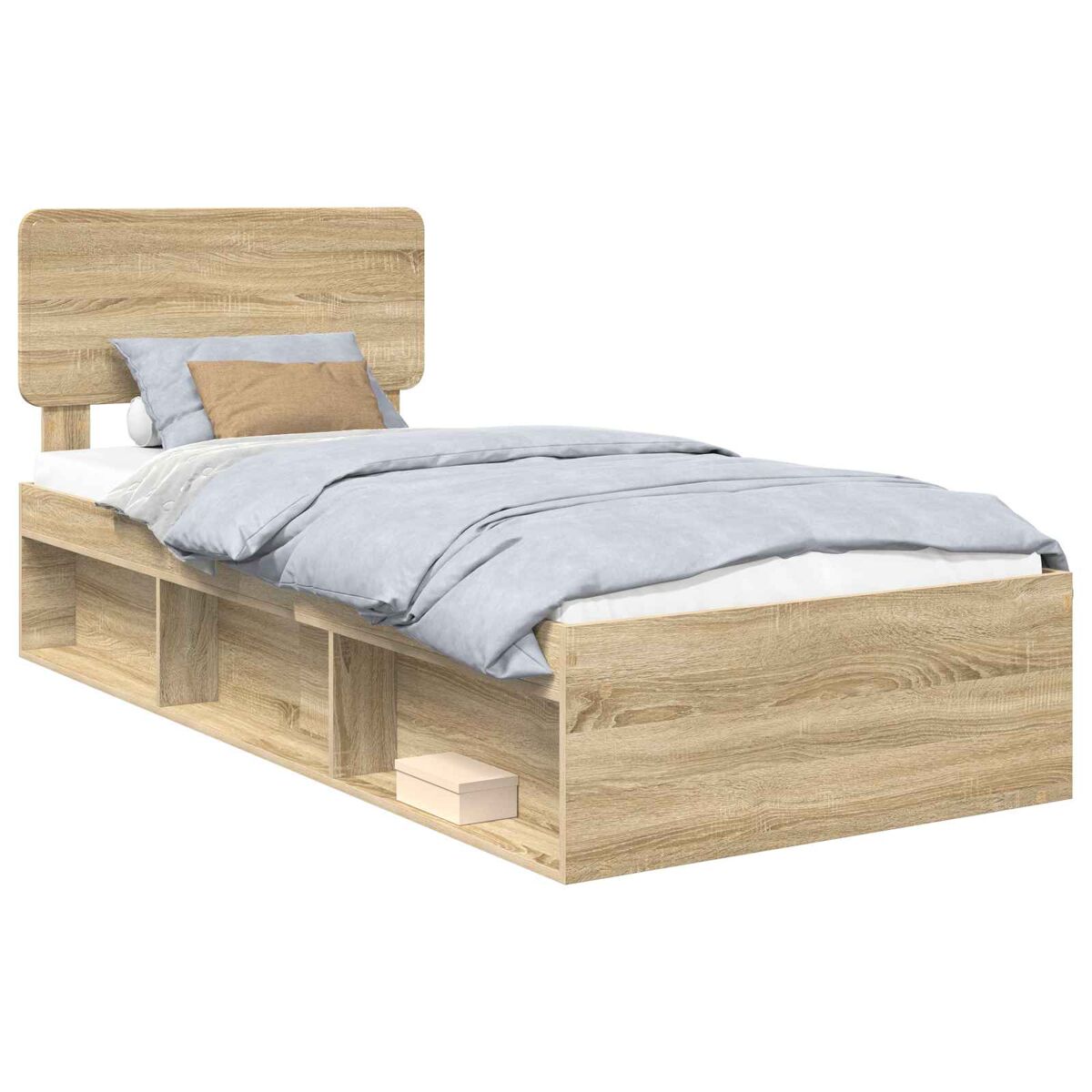 Estrutura de cama de solteiro moderno com cabeceira - carvalho sonoma 75 x 190 cm