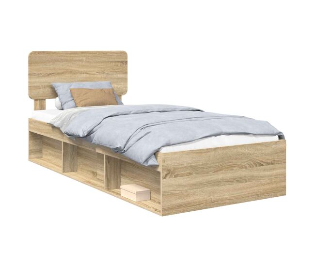 Estrutura de cama de solteiro moderno com cabeceira - carvalho sonoma 75 x 190 cm