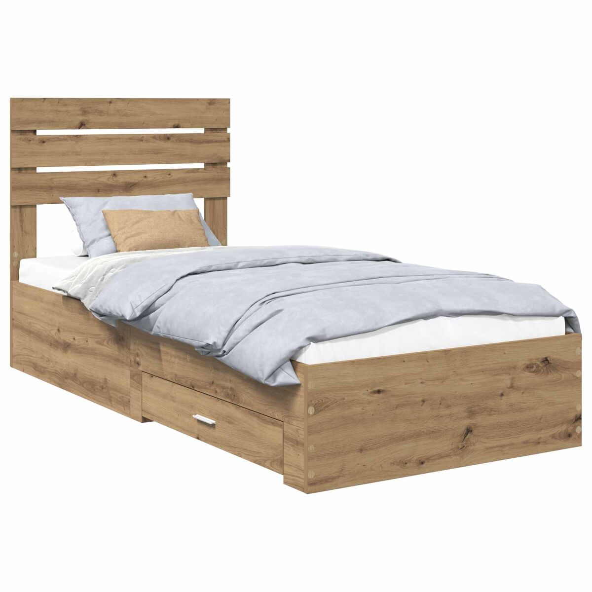 Estrutura de cama de solteiro para adultos com gaveta com cabeceira madeira processada